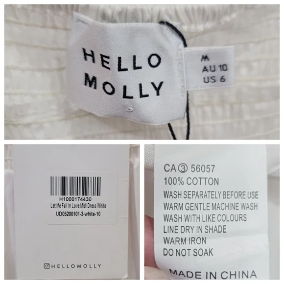 NWT Hello Molly Let Me Fall In Love White Midi Dress Lace Ruffles Women’s M - Picture 14 of 17